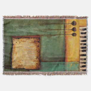 Abstract Painting with Piano Keys Throw Blanket