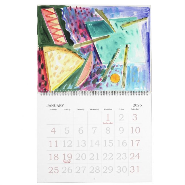 Abstract Paintings-12 watercolors Space Series Calendar (Jan 2026)