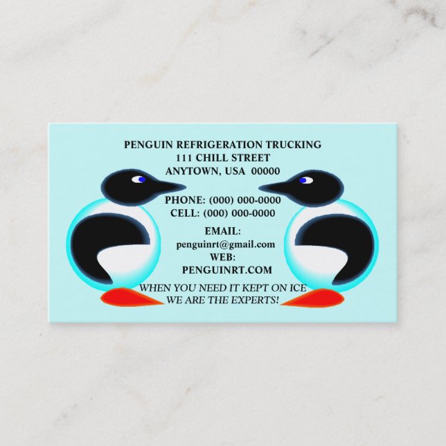 ABSTRACT PAIR OF PENGUINS "COOL" BUSINESS CARDS! CARD (Front)
