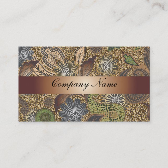 Abstract Paisley Bronze Business Card (Front)