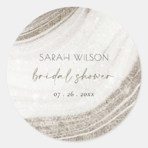 Abstract Pale Gold Marble Agate Bridal Shower Classic Round Sticker