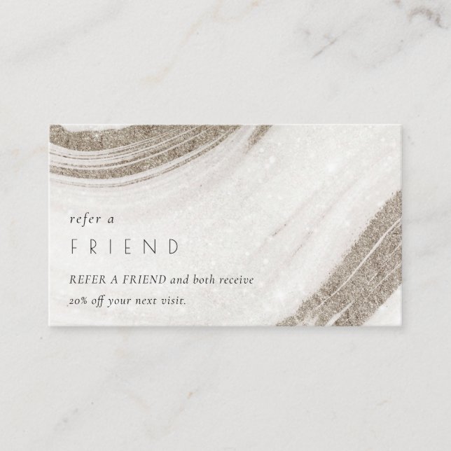 Abstract Pale Gold Marble Agate Refer a Friend Business Card (Front)