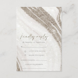Abstract Pale Gold Marble Agate Wedding RSVP Enclosure Card