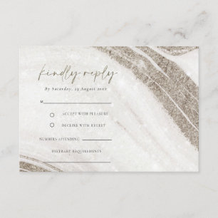 Abstract Pale Gold Marble Agate Wedding RSVP Enclosure Card