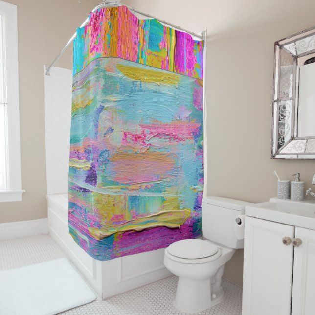 Abstract Palette Knife Painting Shower Curtain (In Situ)