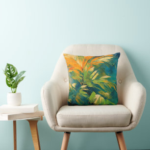 Abstract Palm Burst – Tropical Energy in Motion Cushion