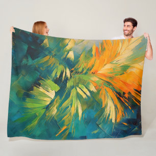 Abstract Palm Burst – Tropical Energy in Motion Fleece Blanket