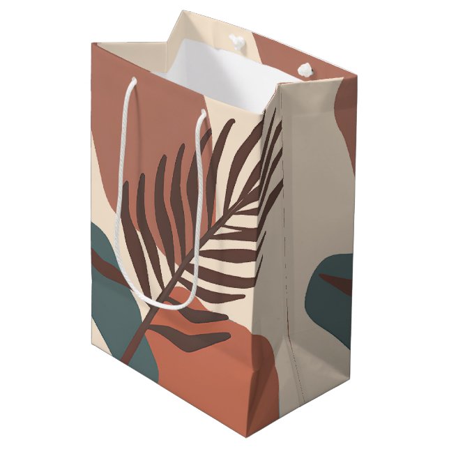 Abstract palm leaf minimalist art  medium gift bag (Front Angled)