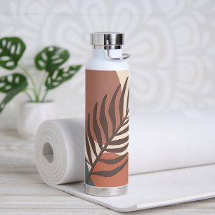 Abstract palm leaf minimalist art water bottle