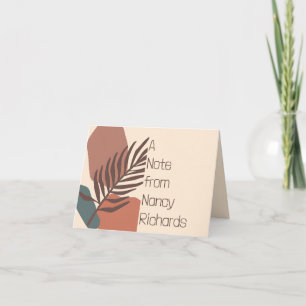Abstract palm leaf modern minimalist art custom note card