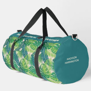 Abstract Palm Leaf Pattern custom name & text Duffle Bag