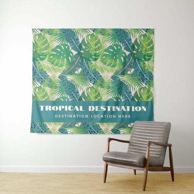 Abstract Palm Leaf Pattern custom text Tapestry (In Situ (Horizontal))