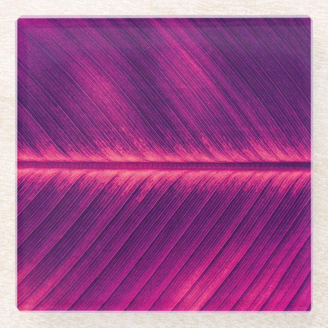 Abstract Palm Leaf: Toned Vein Glass Coaster (Front)