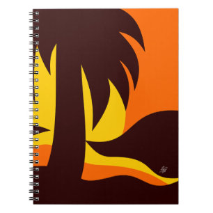 Abstract Palmtree In Sunset By Water Notebook