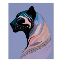 Abstract Panther head in pastel harmony