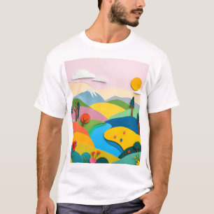 Abstract Paper Collage Landscape T-Shirt