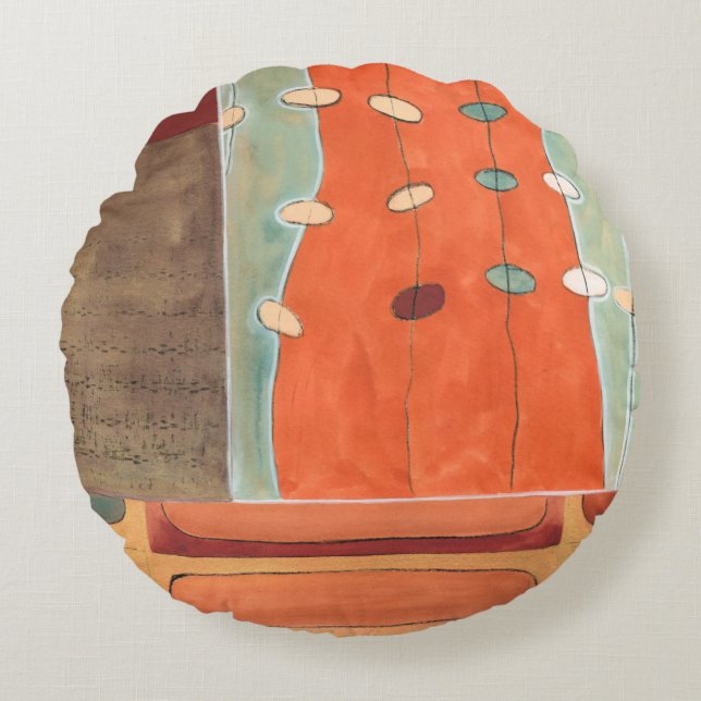 Abstract Parade of Eggs by Erica J Vess Round Cushion (Front)