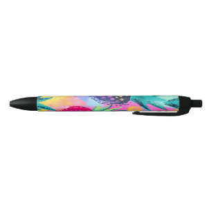 Abstract Paradise Tropical Fruit Fiesta Black Ink Pen