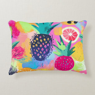 Abstract Paradise Tropical Fruit Fiesta Decorative Cushion