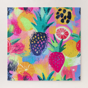 Abstract Paradise Tropical Fruit Fiesta Jigsaw Puzzle