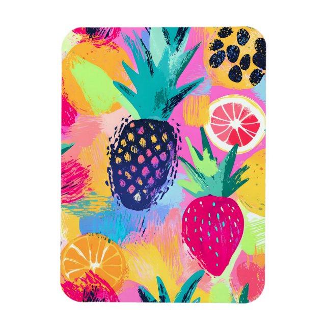 Abstract Paradise Tropical Fruit Fiesta Magnet (Vertical)