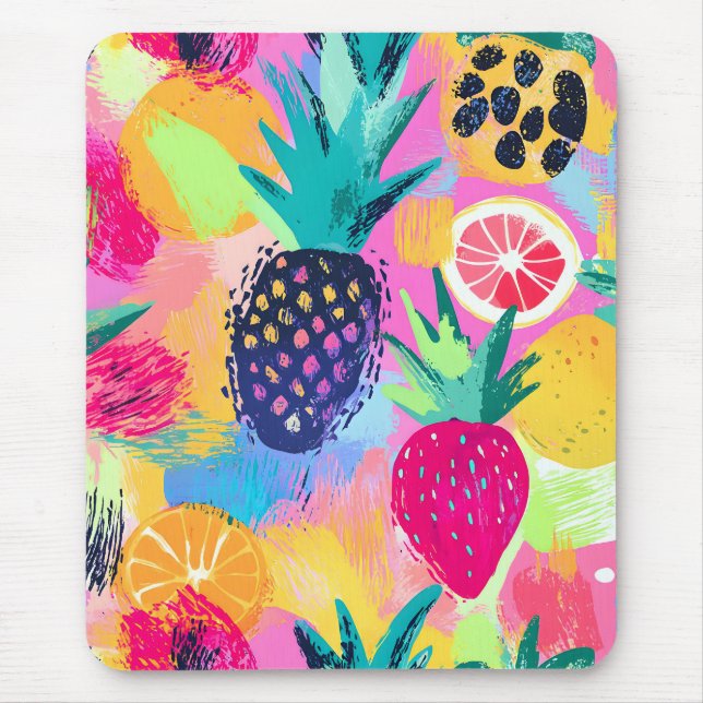 Abstract Paradise Tropical Fruit Fiesta Mouse Mat (Front)
