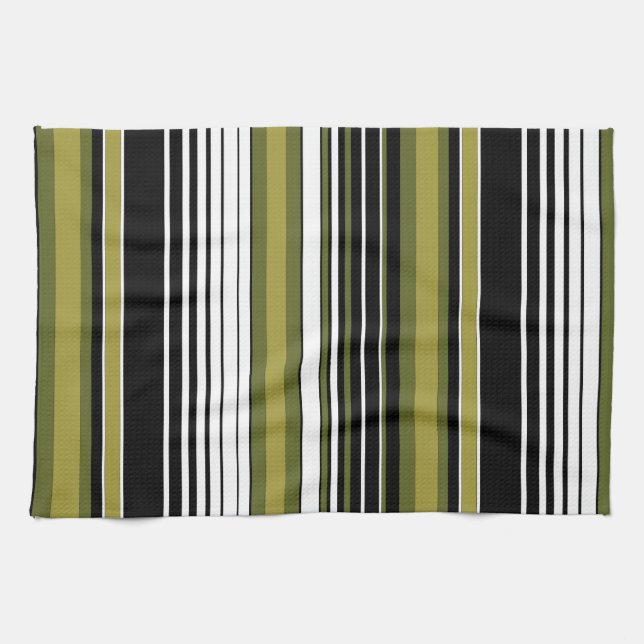 abstract parallel green lines stripes pattern tea towel (Horizontal)