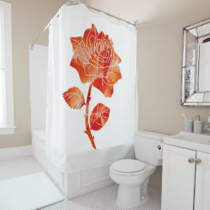 Abstract pasionate coral orange rose flower  shower curtain