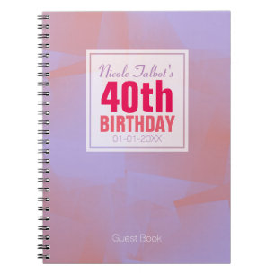 Abstract Pastel 40th Birthday guest Book 8a