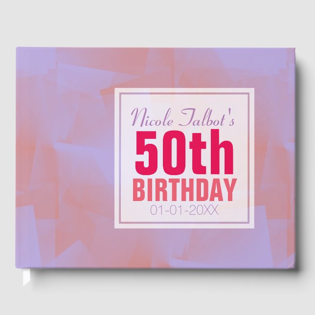 Abstract Pastel 50th Birthday guest Book (Front)