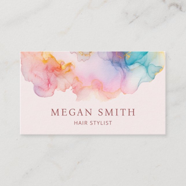 Abstract Pastel Alcohol Ink Stylist Business Card (Front)