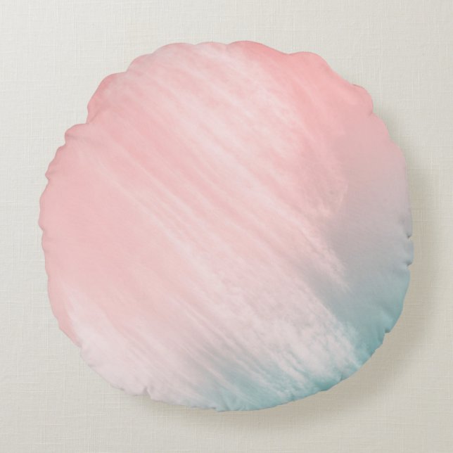 ABSTRACT PASTEL AND MINT WALL ROUND CUSHION (Front)