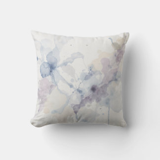 Abstract Pastel Blue and Purple Fluid Ink Splatter Cushion