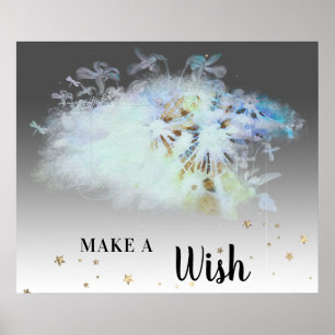 *~* Abstract Pastel blue  DANDELION Make A Wish  Poster