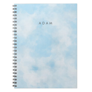 Abstract Pastel Blue Sky Clouds Personalise Notebook