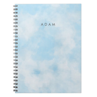 Abstract Pastel Blue Sky Clouds Personalise Notebook