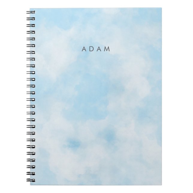 Abstract Pastel Blue Sky Clouds Personalise Notebook (Front)