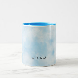Abstract Pastel Blue Sky Clouds Personalise Two-Tone Coffee Mug