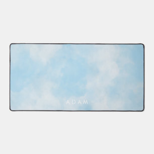 Abstract Pastel Blue Sky Clouds Personalize Desk Mat