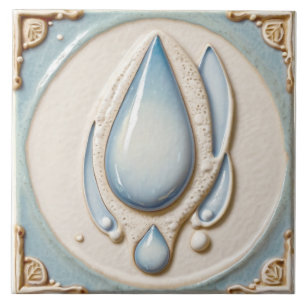 Abstract Pastel Blue & White Waterdrop Bathroom Tile