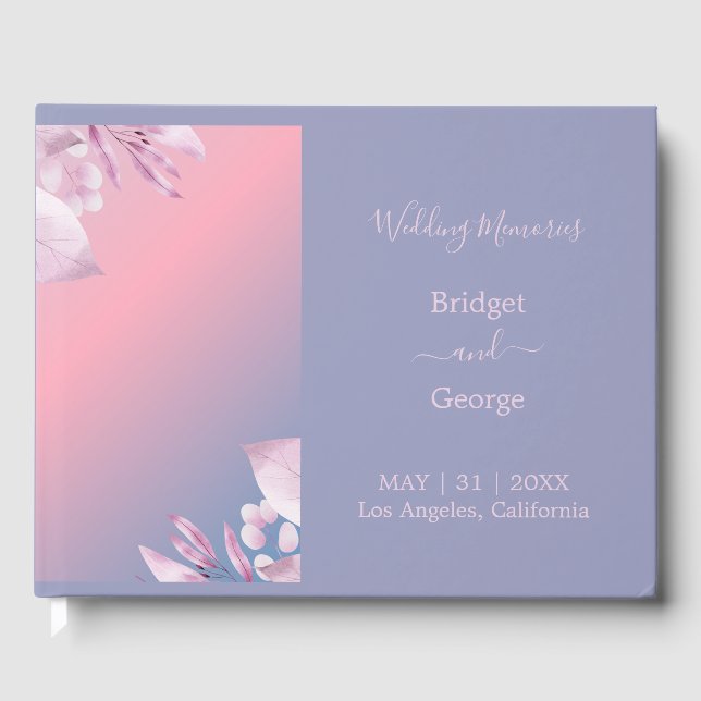 abstract pastel cherry blossom sakura wedding  guest book (Front)