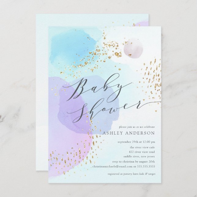 Abstract Pastel Circles Boy Baby Shower Invitation (Front/Back)