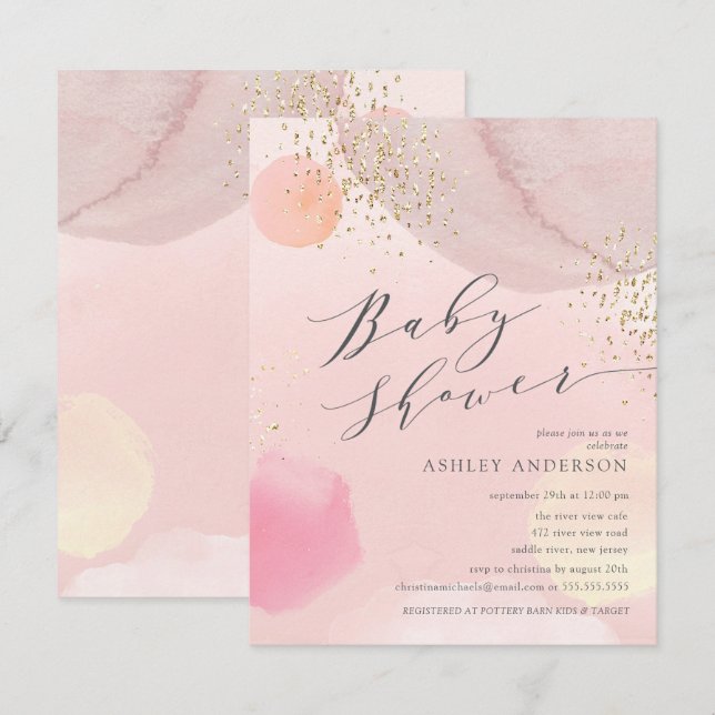 Abstract Pastel Circles Girl Baby Shower Invitatio Invitation (Front/Back)