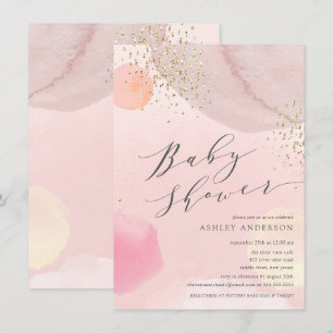 Abstract Pastel Circles Girl Baby Shower Invitatio Invitation