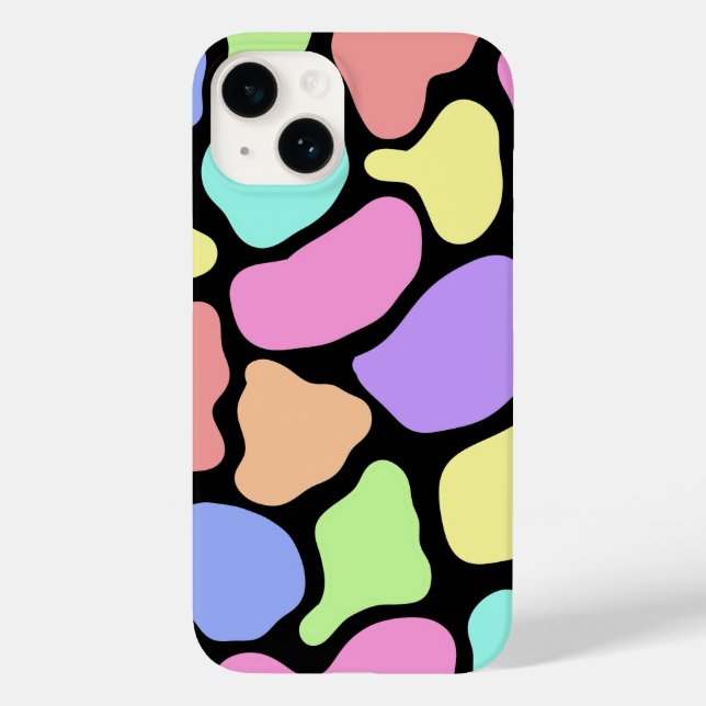 Abstract Pastel Colour Phone Case (Black) (Back)