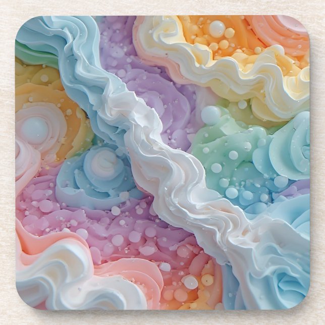 Abstract Pastel Coloured Waves Coaster (Front)