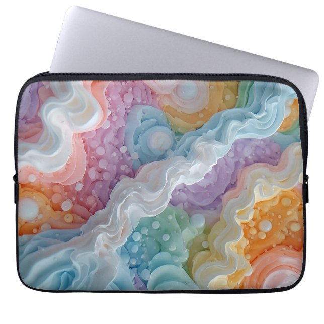 Abstract Pastel Coloured Waves Laptop Sleeve (Front)