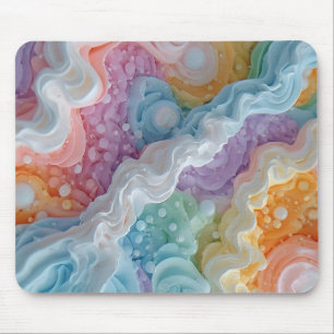 Abstract Pastel Coloured Waves Mouse Mat