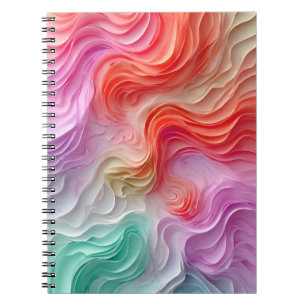 Abstract Pastel Coloured Waves Notebook