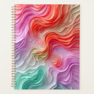 Abstract Pastel Coloured Waves Planner